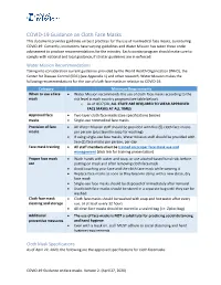 COVID-19 Guidance on Cloth Face Masks This Document Provides Guidance on Best Practices for the Use of Nonmedical Face Masks, Considering COVID-19