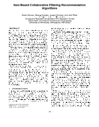 Item-Based Collaborative Filtering Recommendation Algorithms