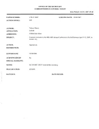 LTR-07-0085 LOGGING DATE: 02/05/2007 ACTION OFFICE: O1p