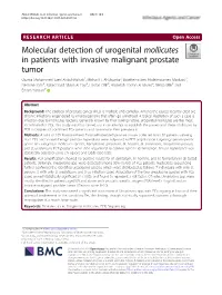 Molecular Detection of Urogenital Mollicutes in Patients with Invasive Malignant Prostate Tumor Osama Mohammed Saed Abdul-Wahab1, Mishari H
