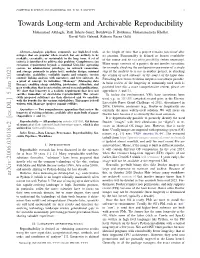 Towards Long-Term and Archivable Reproducibility