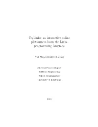 Trylinks: an Interactive Online Platform to Learn the Links Programming Language