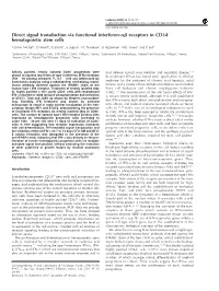 Direct Signal Transduction Via Functional Interferon- Receptors In