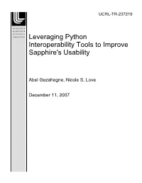 Leveraging Python Interoperability Tools to Improve Sapphire's Usability