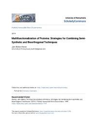 Multifunctionalization of Proteins: Strategies for Combining Semi- Synthetic and Bioorthogonal Techniques