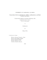 Connections Between Graph Theory, Additive Combinatorics, and Finite