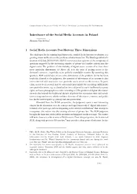 Inheritance of the Social Media Accounts in Poland