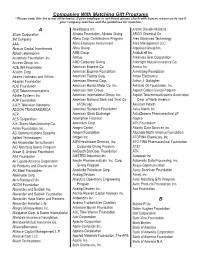 Matching Gift Programs * Please Note, This List Is Not All Inclusive