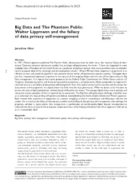 Walter Lippmann and the Fallacy of Data Privacy Self-Management