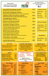 2021 Patio Burger Food Menu