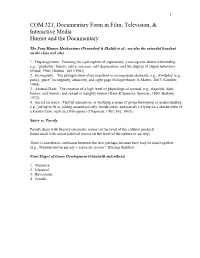 COM 321, Documentary Form in Film & Television