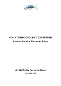 Countering Violent Extremism: Lessons from the Abrahamic Faiths