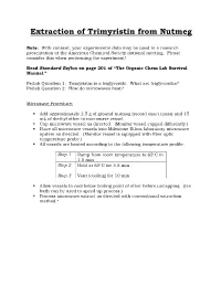 Extraction of Trimyristin from Nutmeg
