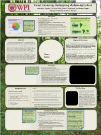 Forest Gardening: Redesigning Modern Agriculture Jacquelyn Tupper, Christine Tang, Patrick Sheppard, Jonathan Rodgers Advisor: Professor Svetlana Nikitina