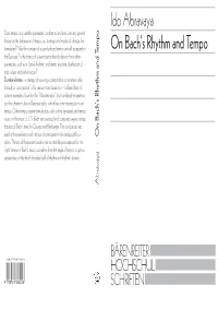 On Bach's Rhythm and Tempo