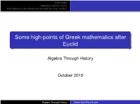 Post-Euclid Greek Mathematics