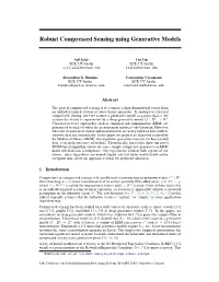 Robust Compressed Sensing Using Generative Models