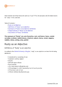 Rusty”? Find 18 Synonyms and 30 Related Words for “Rusty” in This Overview