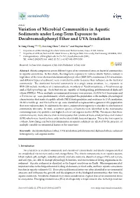 Variation of Microbial Communities in Aquatic Sediments Under Long-Term Exposure to Decabromodiphenyl Ether and UVA Irradiation
