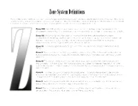 Zone System Definitions
