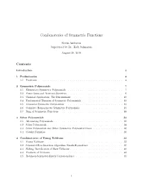 Combinatorics of Symmetric Functions