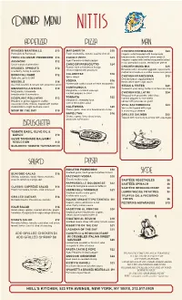 Dinner Menu NITTIS