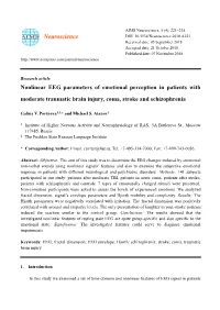 Nonlinear EEG Parameters of Emotional Perception in Patients with Moderate Traumatic Brain Injury, Coma, Stroke and Schizophrenia