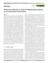Pleistocene Extinctions As Drivers of Biogeographical Patterns on the Easternmost Canary Islands