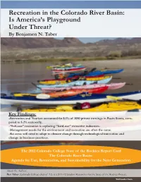Recreation in the Colorado River Basin: Is America's Playground