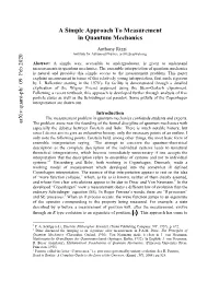 A Simple Approach to Measurement in Quantum Mechanics