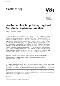 Australian Border Policing: Regional 'Solutions' and Neocolonialism
