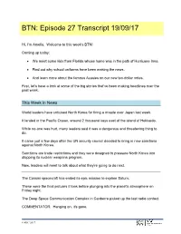 BTN: Episode 27 Transcript 19/09/17