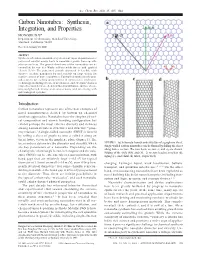 Carbon Nanotubes: Synthesis, Integration, and Properties