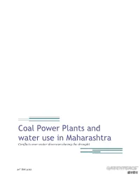 Coal Power Plants and Water Use in Maharashtra, Greenpeace, May, 2013