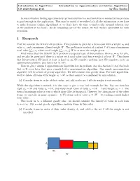 Greedy Approximation Algorithms Notes