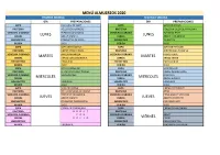 Lunes Martes Miercoles Jueves Menú Almuerzos 2020