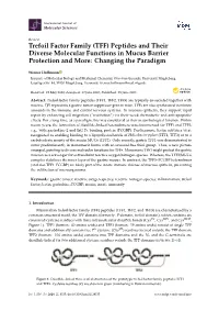 Trefoil Factor Family (TFF) Peptides and Their Diverse Molecular Functions in Mucus Barrier Protection and More: Changing the Paradigm