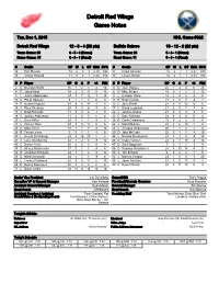 Detroit Red Wings Game Notes