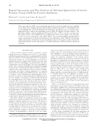 Rapid Expression and Purification of 100 Nmol Quantities of Active Protein Using Cell-Free Protein Synthesis