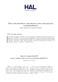 Tone and Intonation: Introductory Notes and Practical Recommendations Alexis Michaud, Jacqueline Vaissière