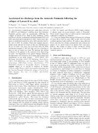 Accelerated Ice Discharge from the Antarctic Peninsula Following the Collapse of Larsen B Ice Shelf E