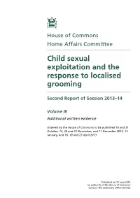 Child Sexual Exploitation and the Response to Localised Grooming