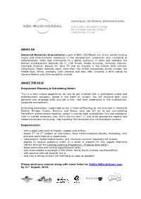Programme Planning Scheduling Intern