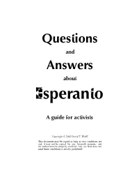 Questions and Answers About Esperanto