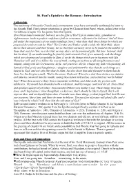 St. Paul's Epistle to the Romans - Introduction