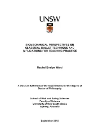 Biomechanical Perspectives on Classical Ballet Technique and Implications for Teaching Practice