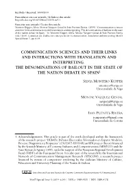 Communication Sciences and Their Links and Interactions with Translation and Interpreting