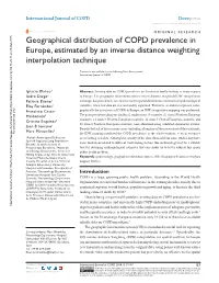 Geographical Distribution of COPD Prevalence in Europe, Estimated by an Inverse Distance Weighting Interpolation Technique