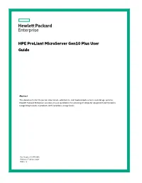 HPE Proliant Microserver Gen10 Plus User Guide