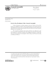 Note by the President of the General Assembly